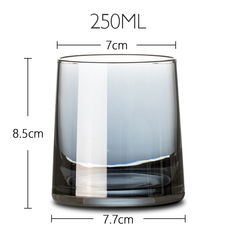 Farve whisky glas krystal glas kop gennemsigtig rav kaffe mælk te glas hjemme bar drinkware kopper: Grå