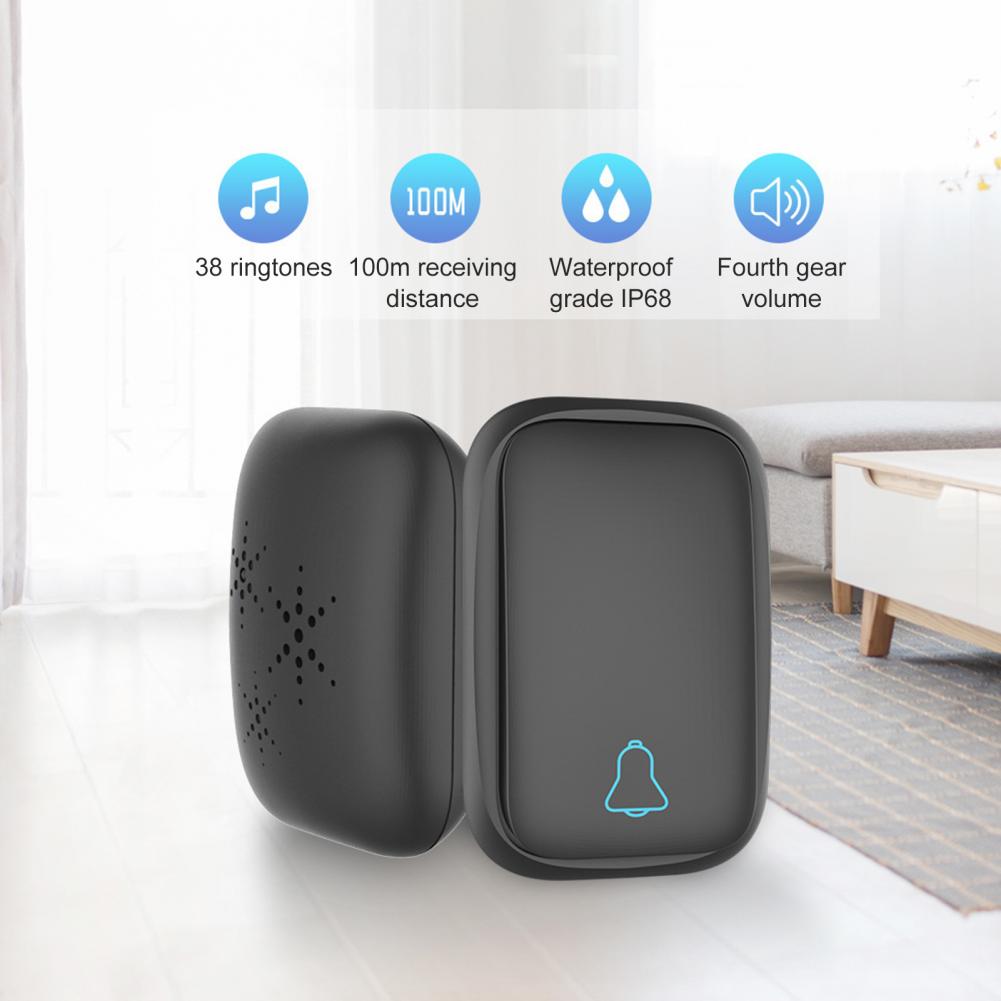 1 Set Wireless Door Bell Volume Adjustable Self-powered Waterproof Long Distance Remote Control Smart Doorbell Kit 초인종