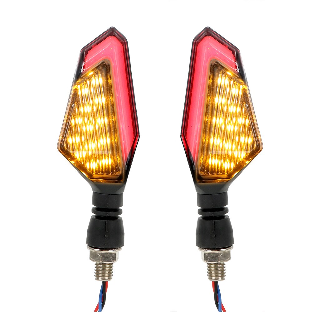 LEEPEE-luces LED de señal de giro para motocicleta, lámpara de señal delantera y trasera, accesorios para Moto, 12V, 2 unids/set por juego: Yellow and Red
