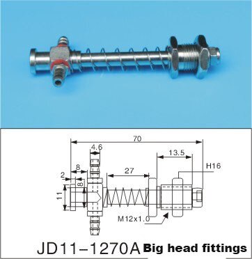 Robot accessories fittings Big head fittings pneumatic vacuum cup holder Fitting pneumatic component Tail intake: M12-11-L70