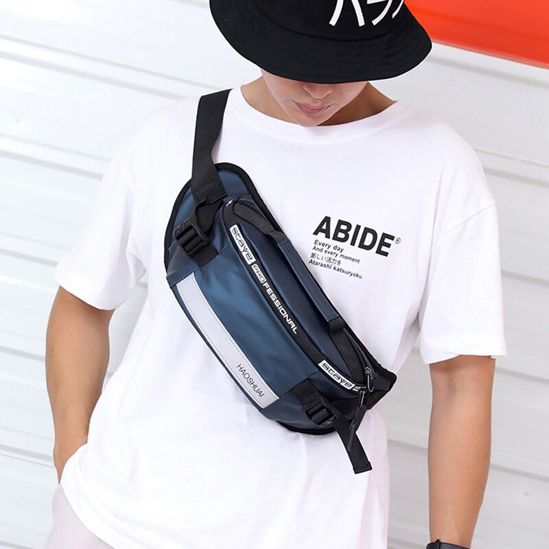 Anti Diefstal Mannen Riem Bodybag Grote Capaciteit Hip Reflecterende Strip Enkele Schoudertas Mannen Messenger Bag Nylon Trendy borst Zak