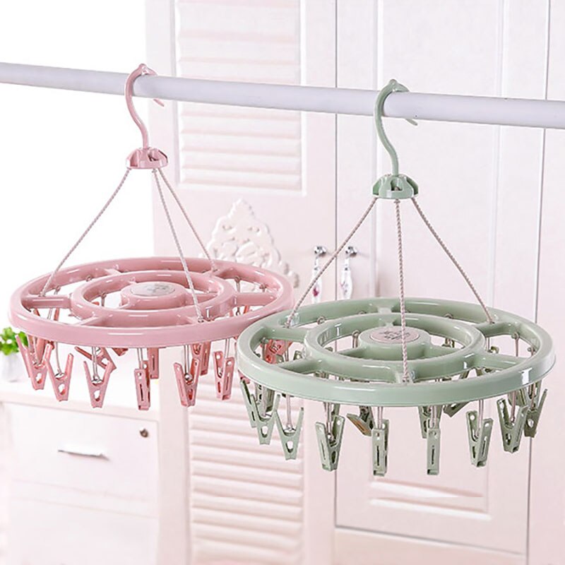 Multi-clips en plastique Portable salles de bains en tissu cintre avec Clips détachables pince à linge cintres chaussettes sous-vêtements séchage