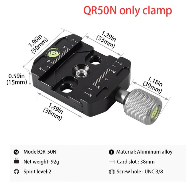 BEXIN QR Series Tripod Ball Head Adapter Aluminum Alloy Quick Release Splint Clamp for Arca Swiss Dslr Camera Ball Head: QR50N