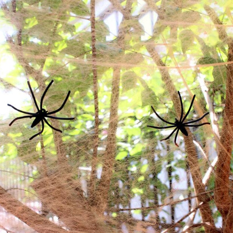 5 Farger Hjemsøkt Hus Spindelvev Dekorasjon Festrekvisitter Skrekkrekvisitt Halloween edderkopp web DIY Simulert Kjemisk Fiber