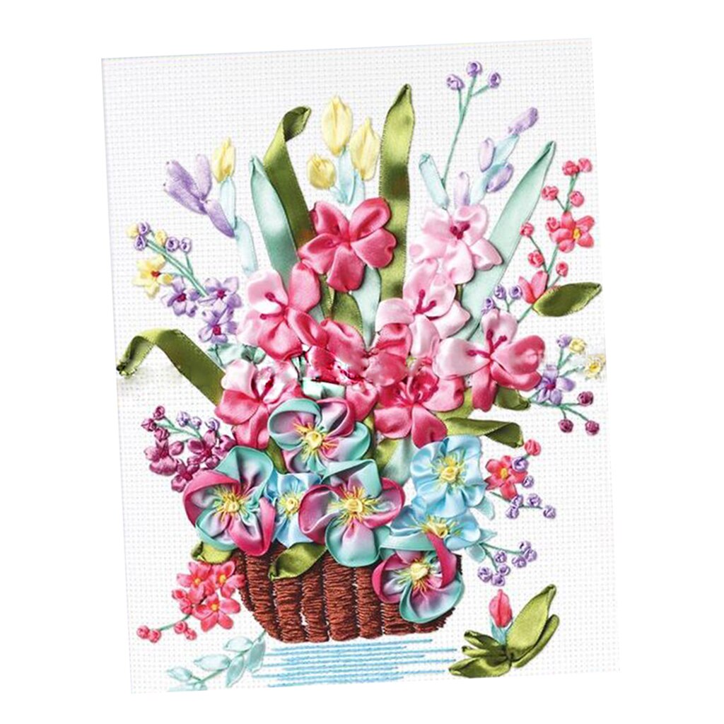 Silk Ribbon Embroidery Kit Spring Flower Bouquet DIY Projects Birthday