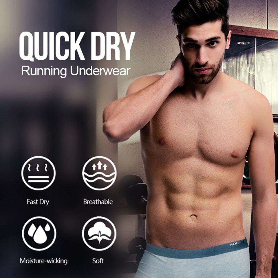AONIJIE 3 stks/doos Sneldrogende Antibacteriële Ondergoed Functie Mannen Sport Ondergoed Boxershorts Ademend Transpiratie