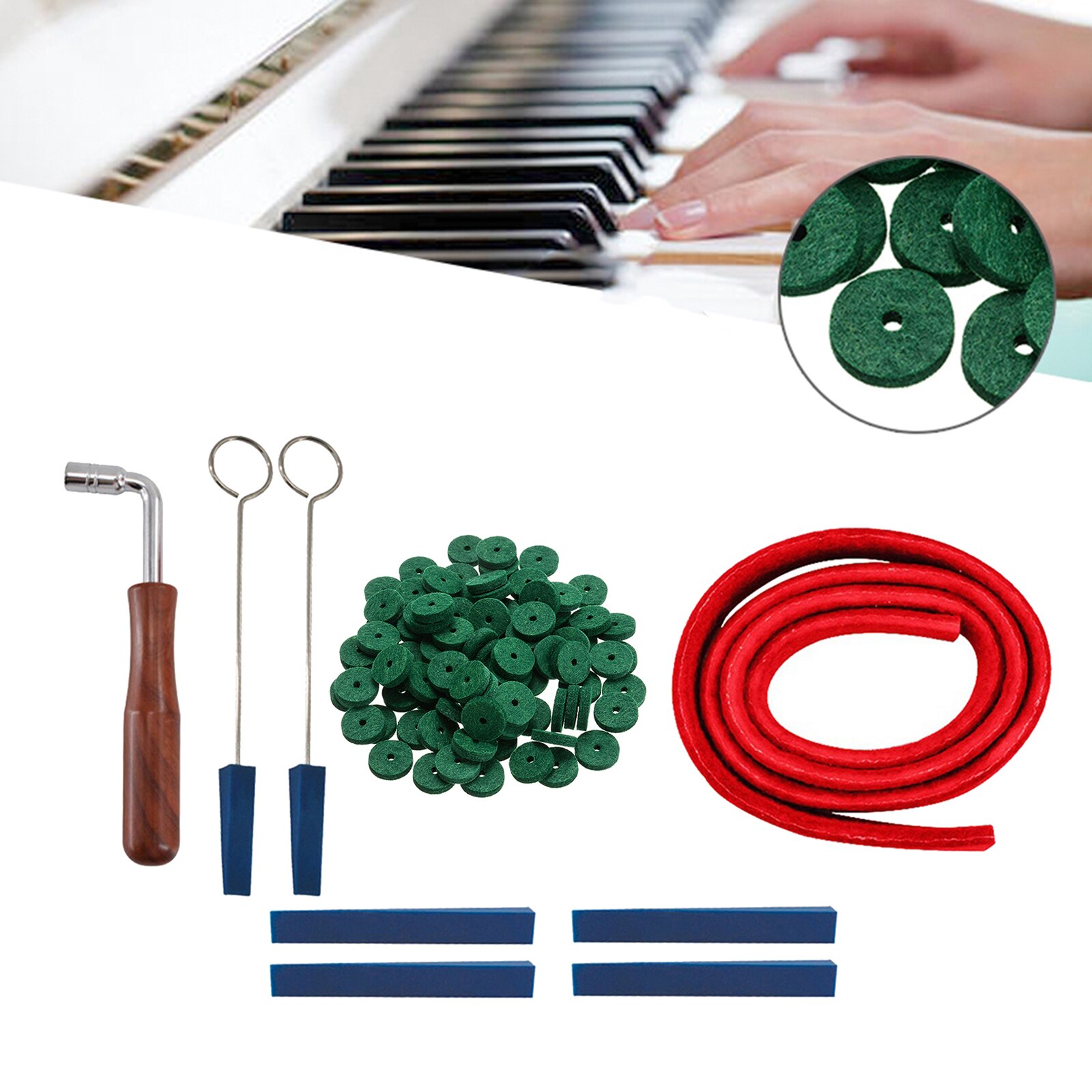 9Stck Klavier stimmen-Werkzeug Bausatz Hammer Schlüssel, Stumm, filz Streifen &Ampere; Scheiben Tuner Werkzeuge Zubehör Klavier Teile Toolkit