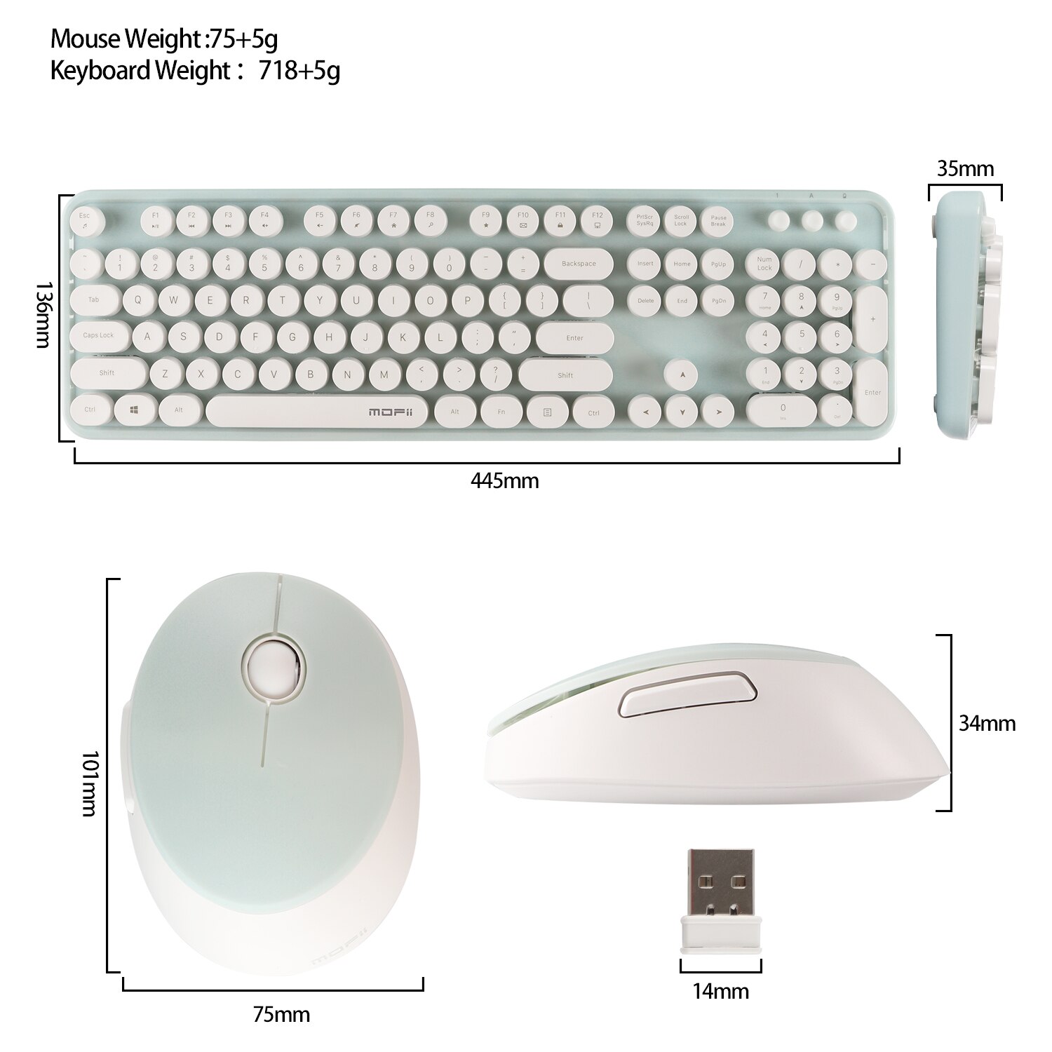 Draadloze Toetsenbord En Muis Combo 104 Keycaps Set Met Usb-ontvanger Voor Pc Laptop Gamer