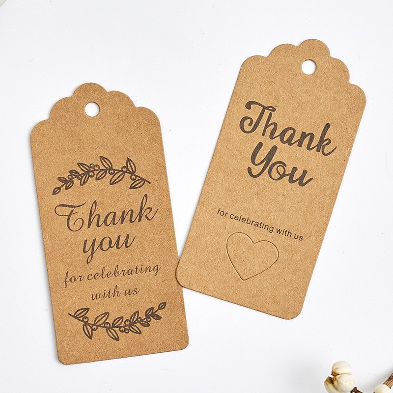 50pcs/lot 2 Designs Kraft paper "thank you for celebrating with us"Hang tag Retro Hang tag 4.5x9.5cm