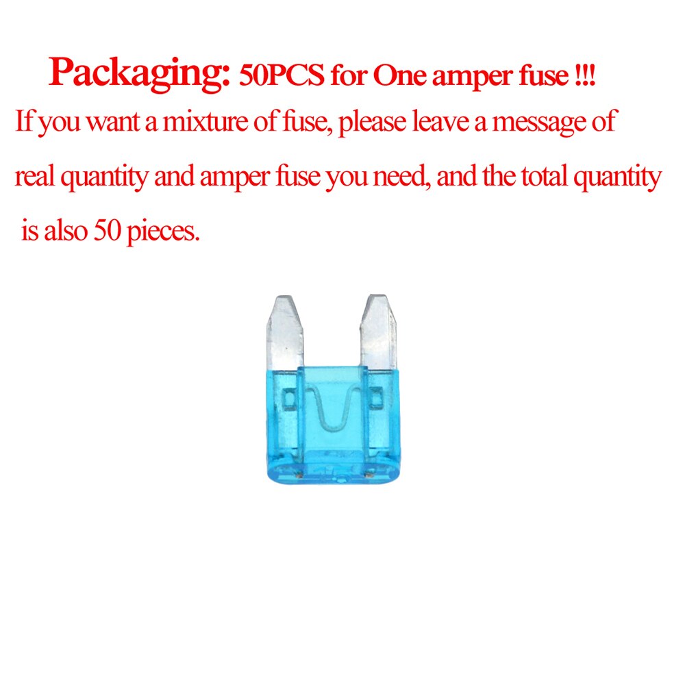 50pcs/lot Small Size MINI Car Auto Blade Fuse 5A 7.5A 10A 15A 20A 25A 30A 35A 40A