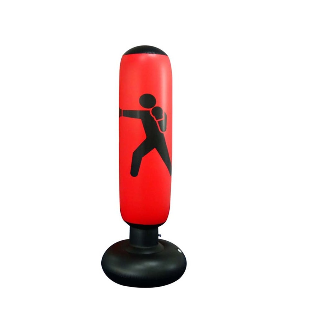 Funny Children Adult Lifelike Unique Funny Tumbler Toy Inflatable Boxing Toy Kick Fight Bag Punching Bag: Red