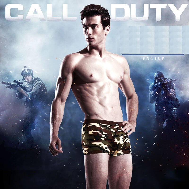 4pcs/lot brand Mens Underwear Boxers camouflage boxer men print comfortable and breathable Pattern Cueca boxer homme