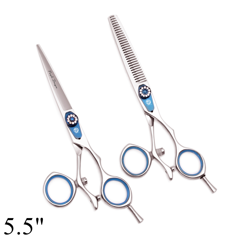 Tijeras profesionales de peluquería 5,5 "6" dragón púrpura JP 440C tijeras de corte de pelo de pulgar giratorio tijeras de adelgazamiento de peluquero Z9019: Caqui oscuro