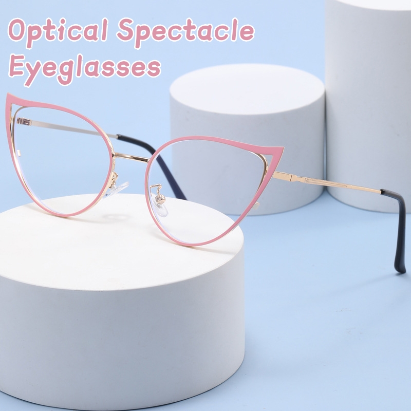 Gafas ultraligeras Unisex con personalidad, gafas antiazules con forma de ojo de gato ahuecadas, gafas ópticas decorativas de Metal a la