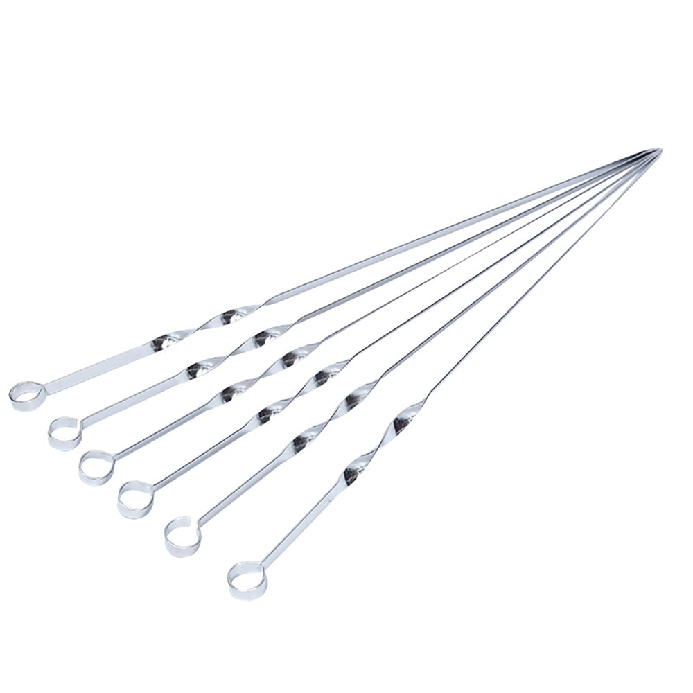 Brochettes plates pour Barbecue en acier inoxydable réutilisables, 10 pièces, aiguilles pour Barbecue, pour Camping en plein air, outils de pique-nique, outils de cuisine