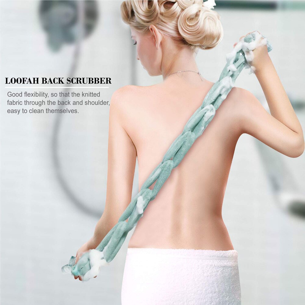 Loofahs – éponge de bain longue, 3 couleurs, 3 paquets, maille tressée extensible, boule exfoliante pour le dos