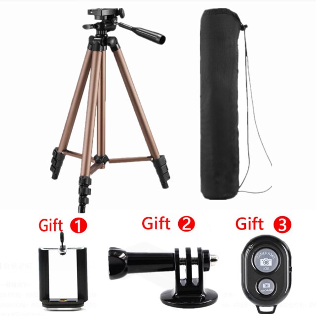 Beskytteligt kamerastativ til telefon med bluetooth fjernbetjening holderdslr kamera videokamera 50-140 cm universal justerbart stativ stativ: Pakke 2-1250mm