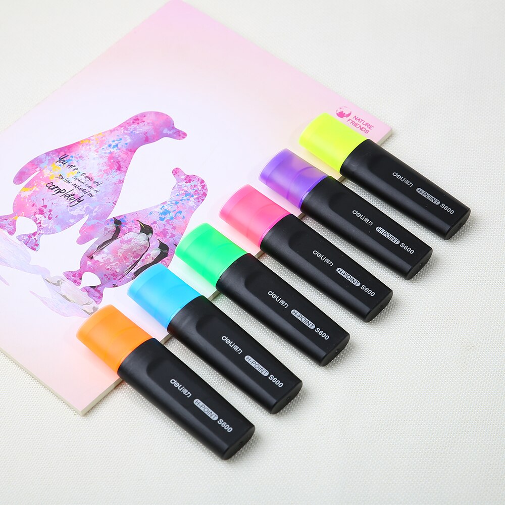 Deli 6 Kleur Markeerstift Art Tekening Kantoor Waterdichte Markers Pen Fluorescerende Heldere Markeerstiften Kinderen Party Graffiti Pennen