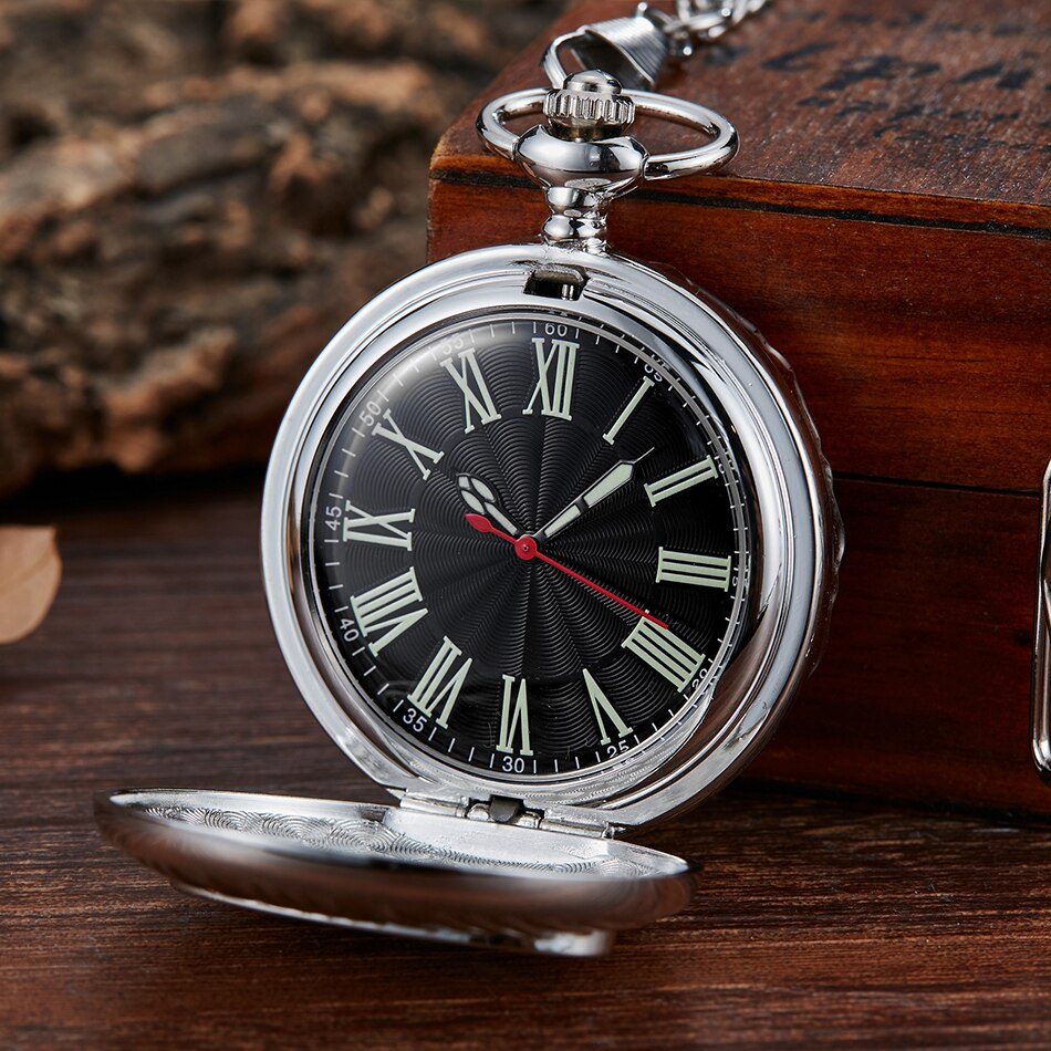 Opa gegraveerd quartz zakhorloge lichtgevend vintage zilveren gouden fob ketting heren opa's beste klok relogio de bolso