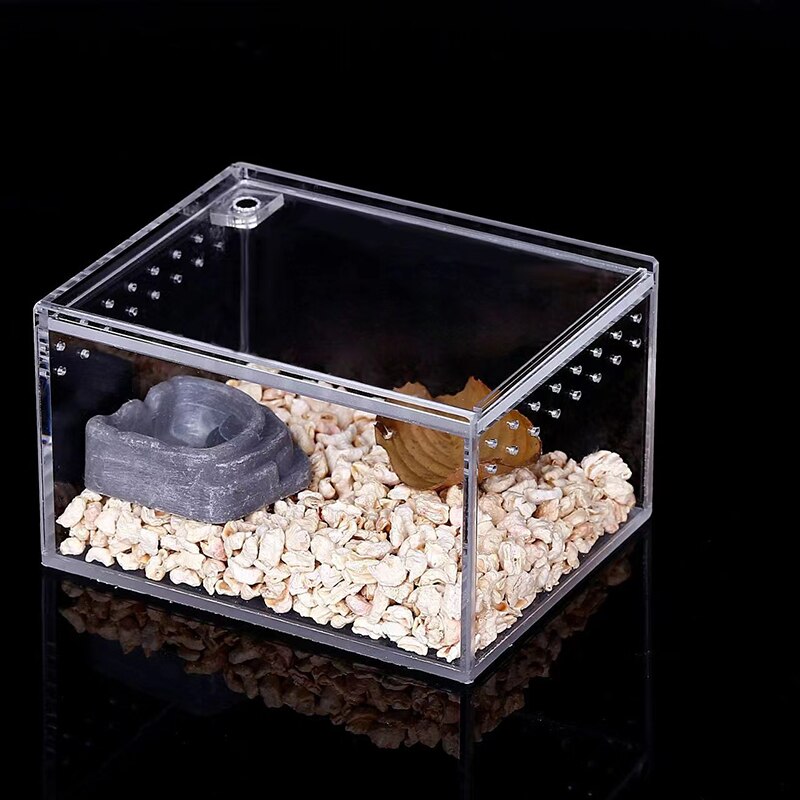 Reptile Breeding Box Large Acrylic Transparent Sliding Cover Reptile Tank Insect Spider Tortoise Lizard Feeding Box Terrarium