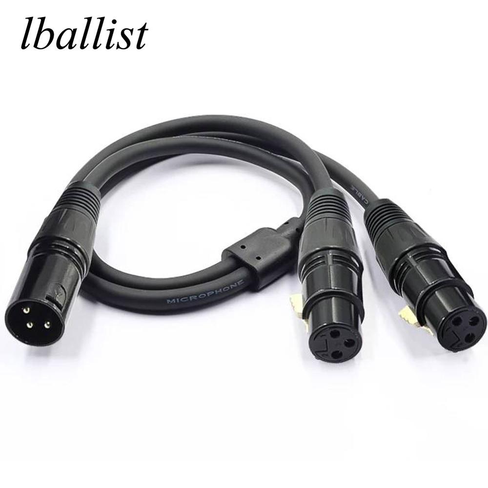 lballist XLR Male to Dual XLR Female Y Splitter Cable Foil and Braided Shielded For Microphone Mixer Amplifier 50cm 1.5m 3m