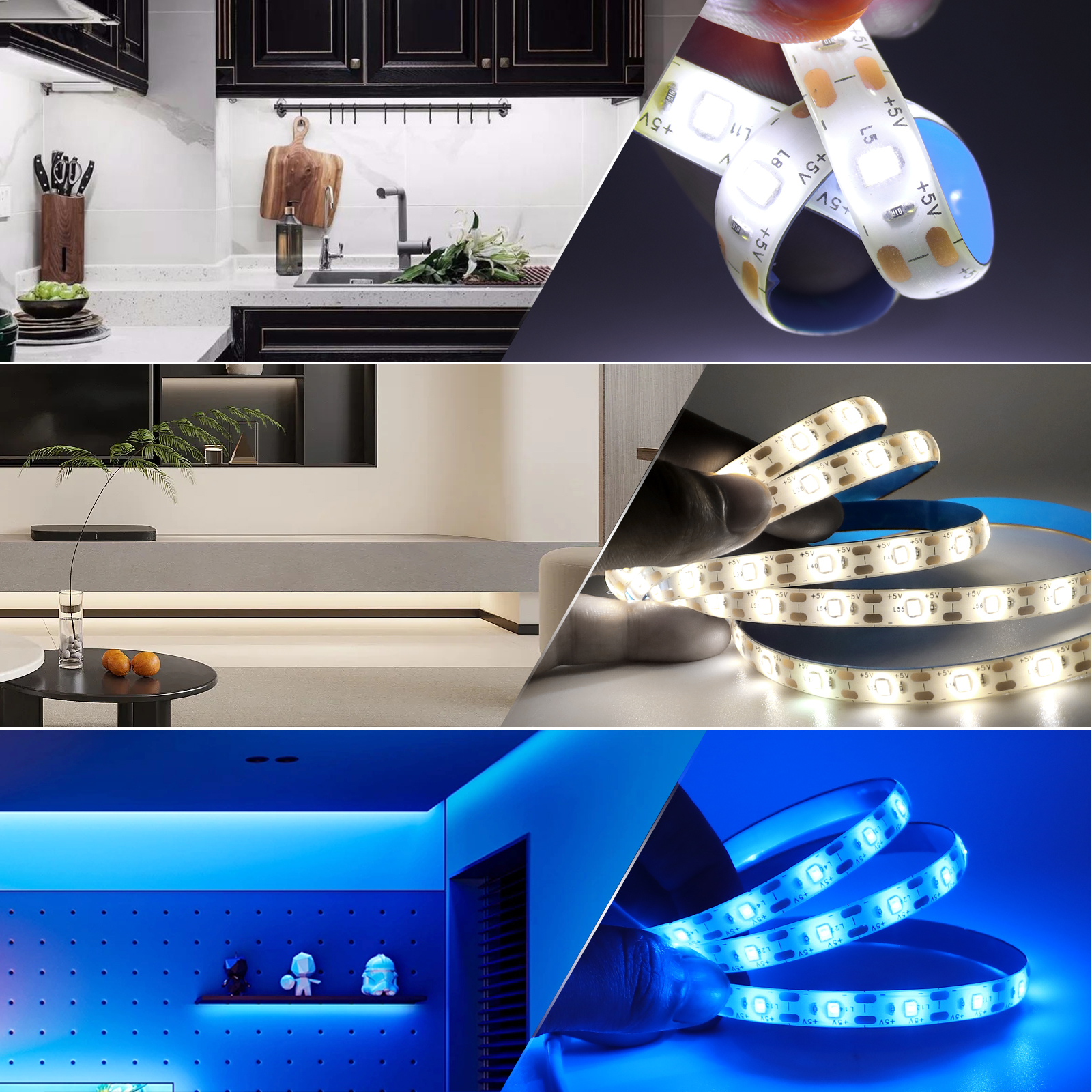 Tira de luces LED alimentada por batería DC 5V SMD 3528 60Leds/m retroiluminación de TV decoración de habitación cuerda Ribbbon Flexible luces LED 0,5 m 1m 2m