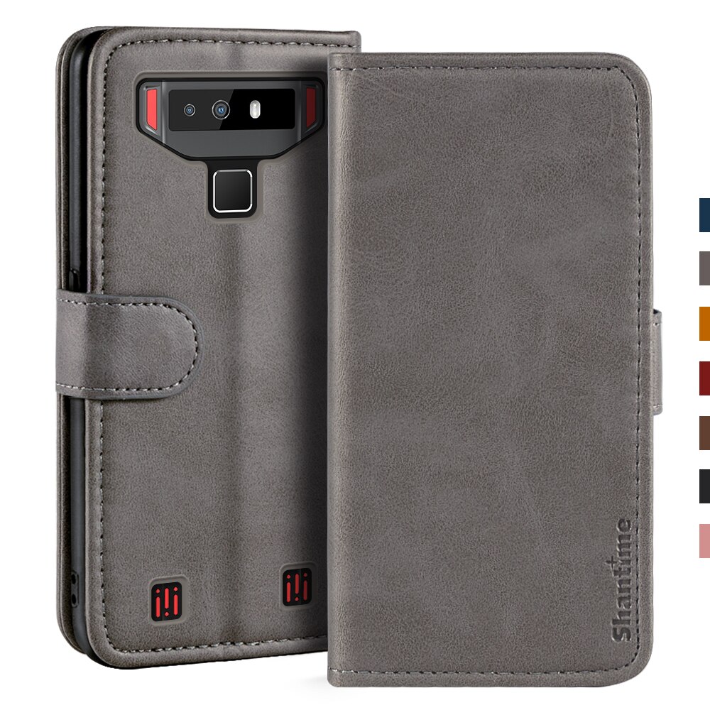 Coque en cuir avec porte-monnaie magnétique pour étui Cubot Quest, support: Gray