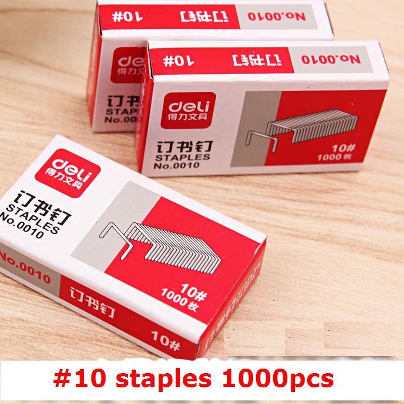 2 paquetes en Total 2000 Uds 10 # tamaño pequeño grapas 9mm x 5mm de Metal grapas de papel de Color capacidad 15 hojas de oficina de la escuela a casa 0010