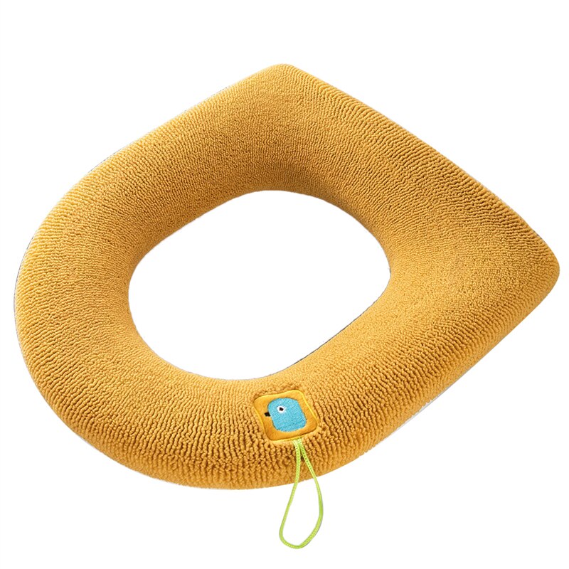 Winter Warm Toilet Seat Cover Closestool Mat 1Pcs Washable Bathroom Accessories Pure Color Soft Knitting Warmer Closestool Mat: yellow