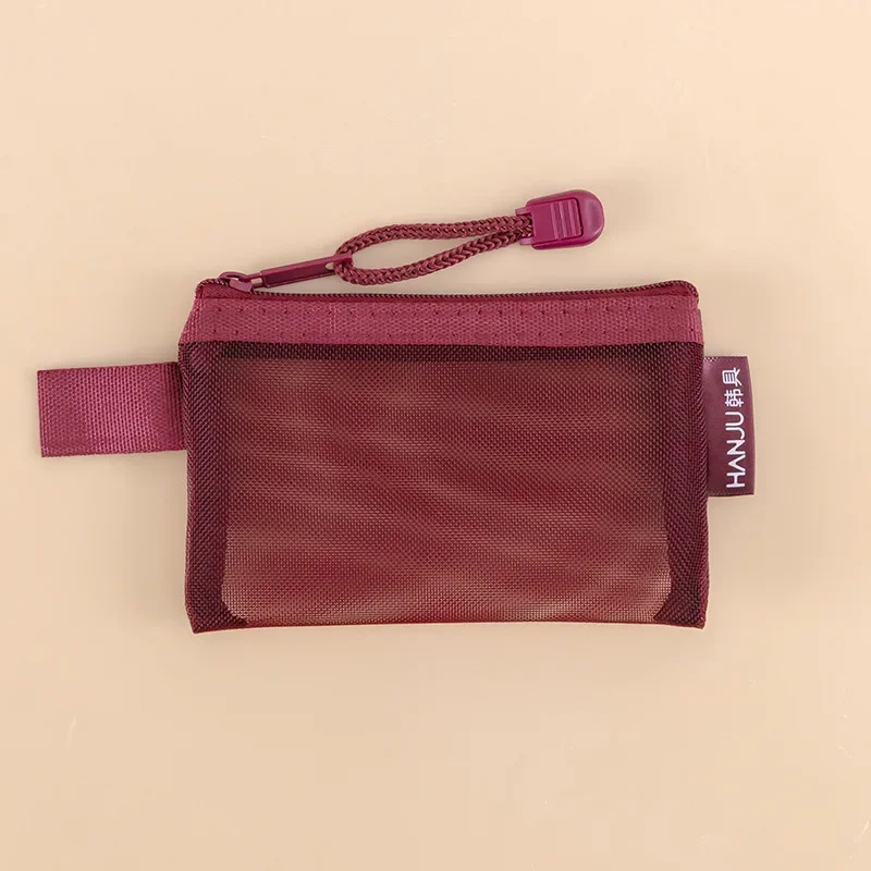 Transparent Mesh Zipper Coin Purse For Women ID Bank Card Organizer Pouch Small Girl Key Earphone Data Cable Charger Storage Bag: black