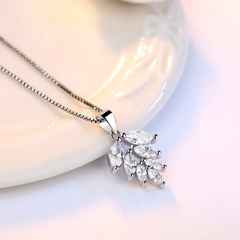 NEHZY S925 Stamp Silver Necklace Pendant Jewelry Woman Leaf Crystal Zircon Necklace Length 45CM