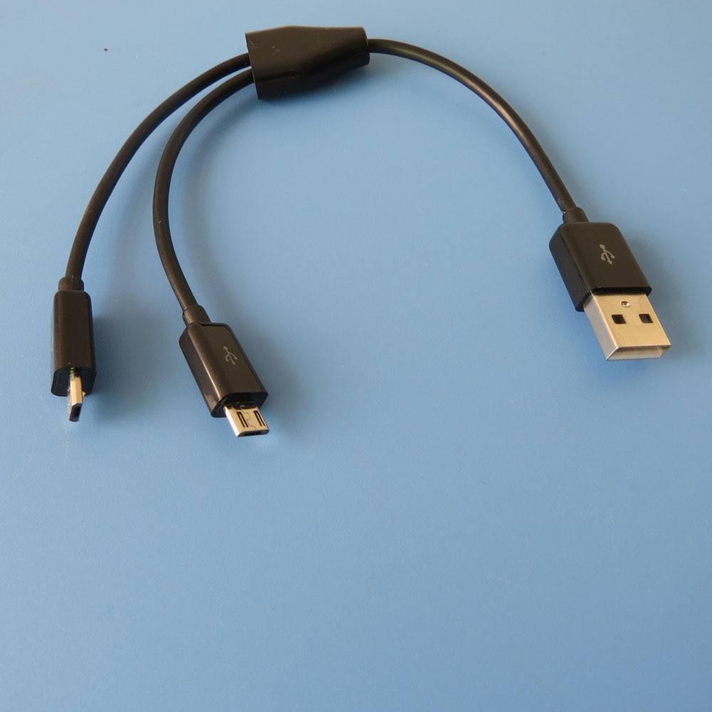 Cable divisor Micro USB Dual, 20cm, 2 dispositivos de alimentación,