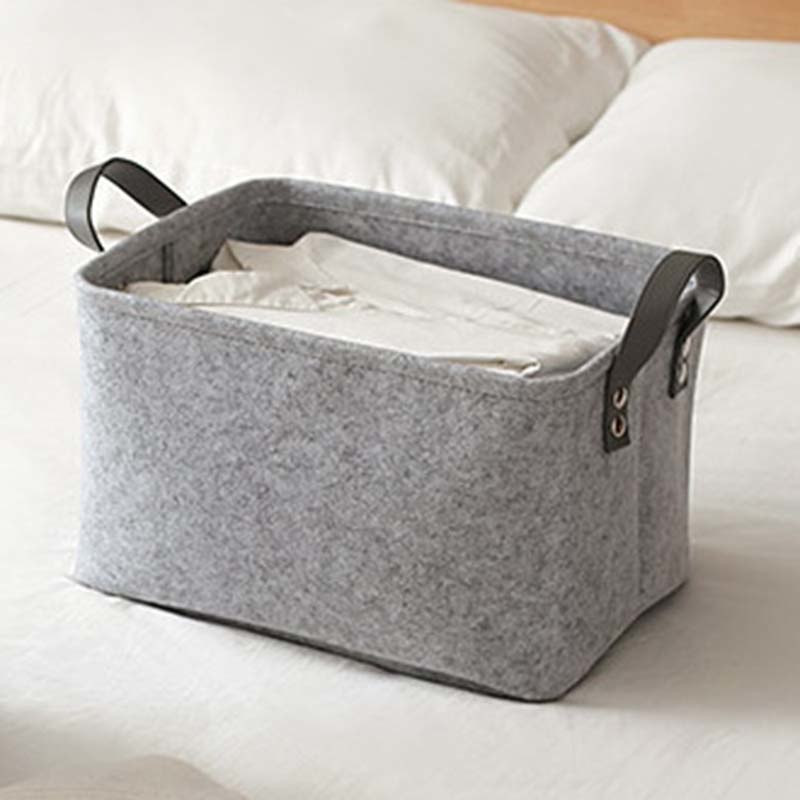 Urijk pliable jouet panier à linge laine feutre paniers de rangement vêtements sales panier support de jouet sac de rangement maison organisateur conteneur: grey / 33x23x20cm