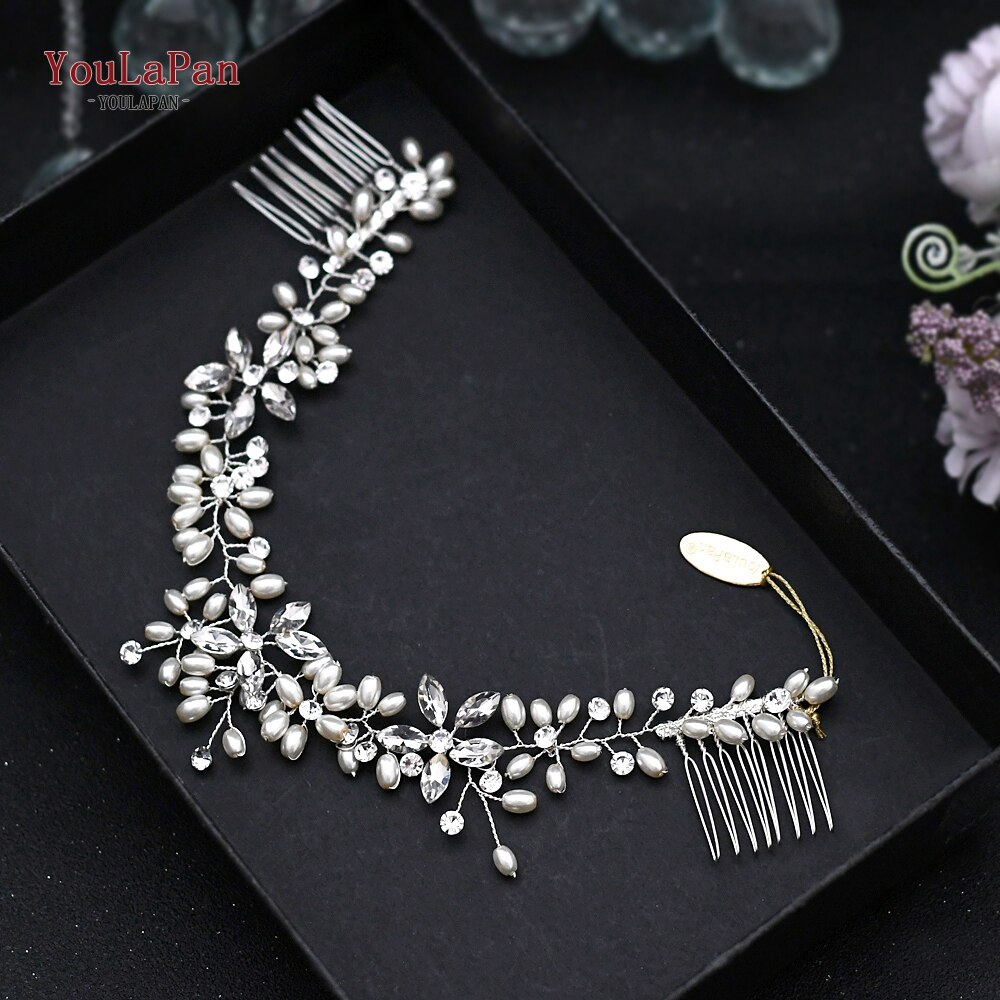 Topqueen HP128 Bruiloft Haar Accessoires Pearl Haarband Bruid Haar Clip Bruidsmeisjes Tiara Kroon Bruiloft Hoofdband Haar Kam