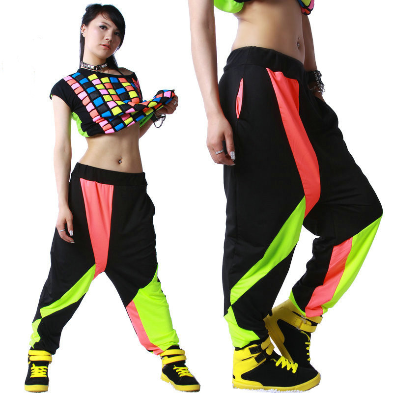 freundlicher Erwachsene Frühling Sommer Jogginghose Kostümich tragen dünne Bunte Patchwork Getäfelten Jazz hosen Harem Hüfte hüpfen tanzen Hosen