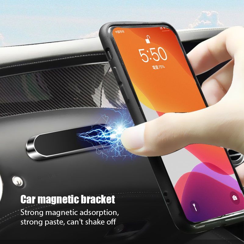 Magnetisk bilhållare magnetfäste miniremsformad stativ för iphone huawei xiaomi metall stark magnet gps bilfäste