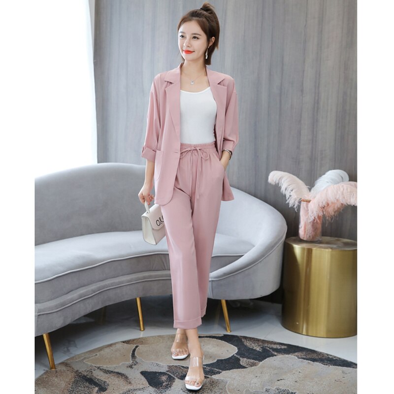 Summer Women 2 Piece Set OL Office Lady Casual Sui... – Grandado
