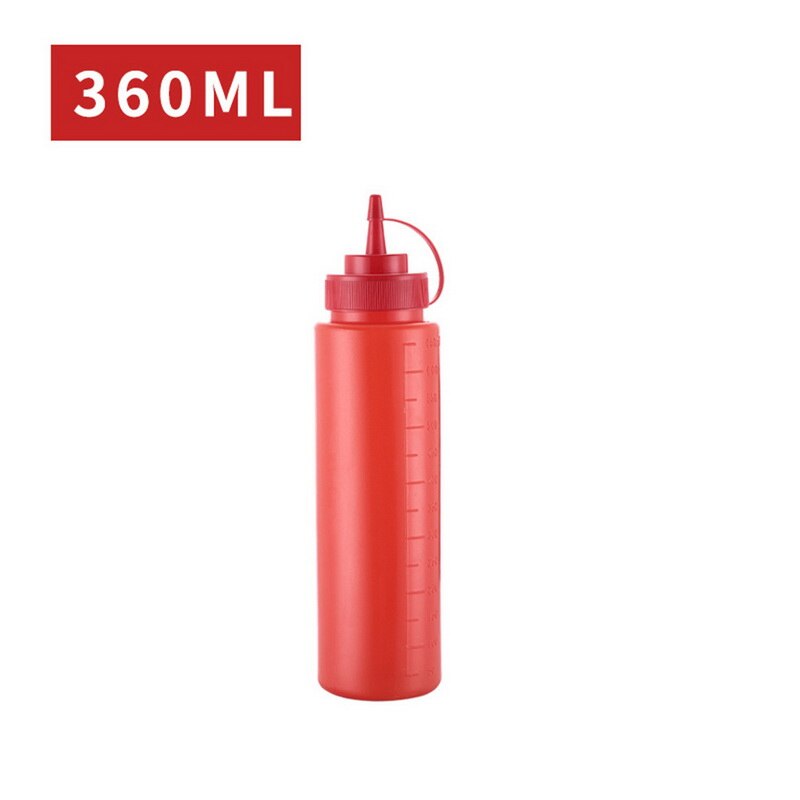 Condiment Squeeze Bottles ,For Ketchup Mustard Mayo Sauces Olive Oil Bottles Kitchen with On Cap Lids Ketchup Mustard bottle: 360ml red