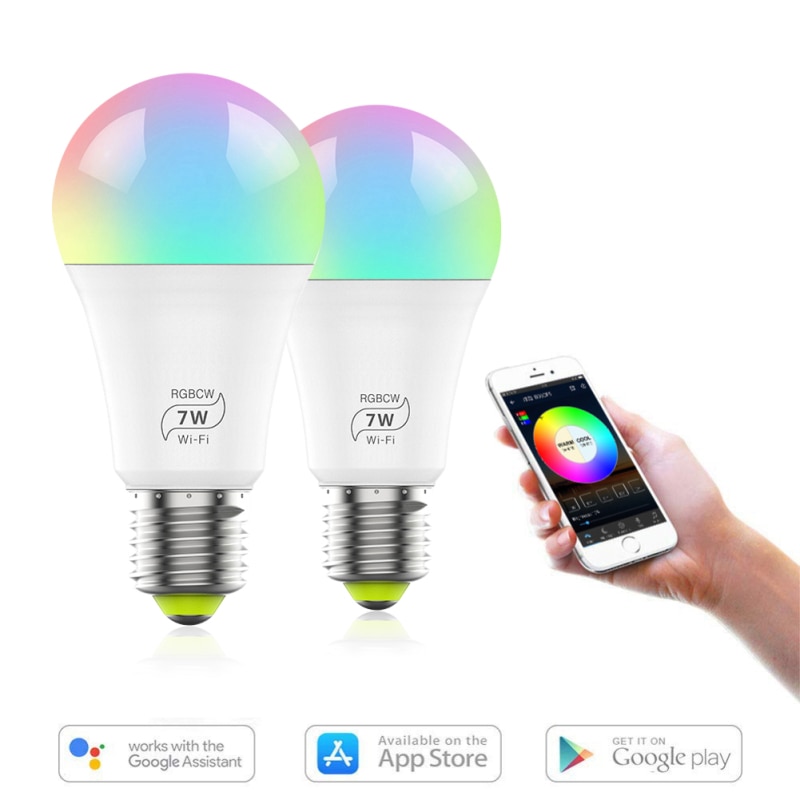 7W Smart Lamp Bulb RGB White 220V Magic Light Bulb LED E27 WiFi Bulbs Timer Function Work Alexa Google Home Smartphone