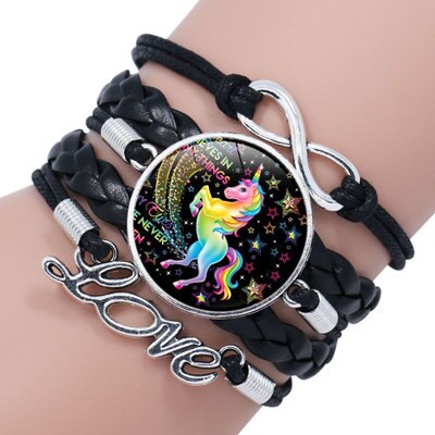 bracelet tressé de licorne de bande dessinée de pour la de bijoux d'accessoires d'enfant: HJ-3