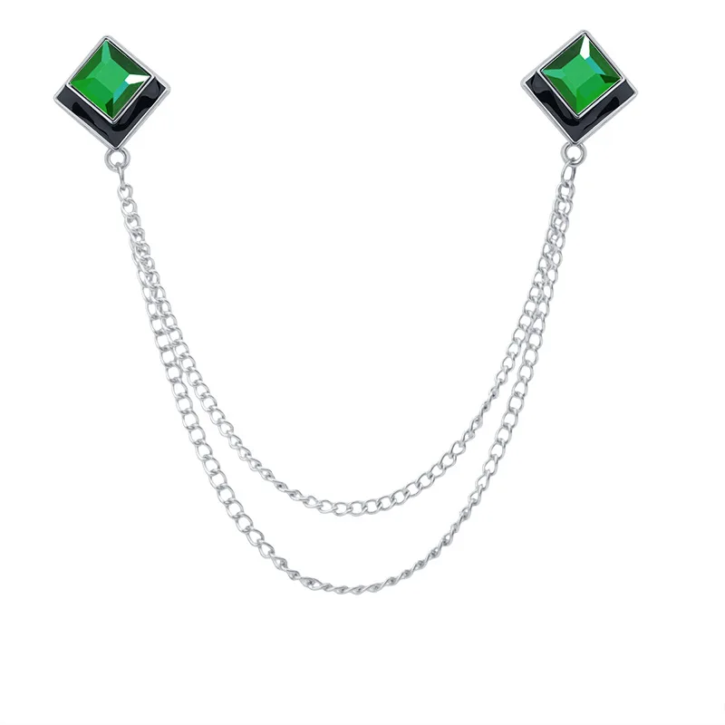Koreaanse Geometrische Crystal Broche Kwastje Ketting Revers Pin Mannen Shirt Kraag Sieraden Wedding Party Broches Accessoires: Blue Zinc Plated