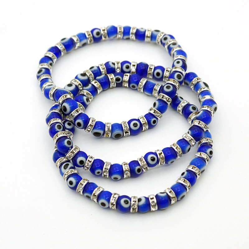 Branello di vetro turco buona fortuna protezione malocchio braccialetto elasticizzato per donna per Teen Rondelle distanziatore di cristallo impilabile