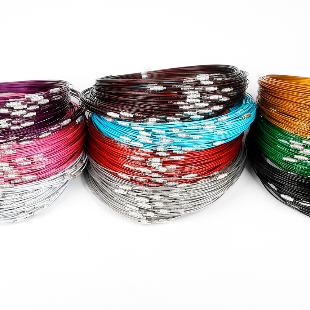 10 Stks/partij 46Cm Multicolor Gemengde Zilver Kleur Rvs Schroef Choker Ketting Draad Snoer Voor Diy Kettingen Craft Sieraden