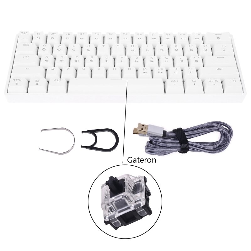 SK61 Mini Portable 60% Mechanical Keyboard Gateron optical Switches RGB Backlit Swappable Wired Gaming Keyboard for PC Mac: Black