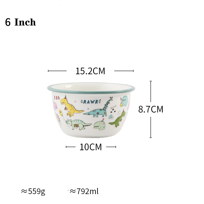 Utensils for Kitchen Child Ceramic Tableware Set Cartoon Dinosaur Pattern Plate Saucer Kids Cute Bowl Dishes Children Dinnerware: 6 Inch