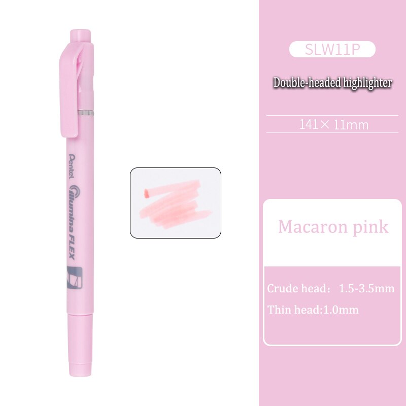 Resaltador de línea recta de doble cabeza SLW11, color rosa macaron, texto de alto brillo, annotati, 8 Uds.: Macaron pink
