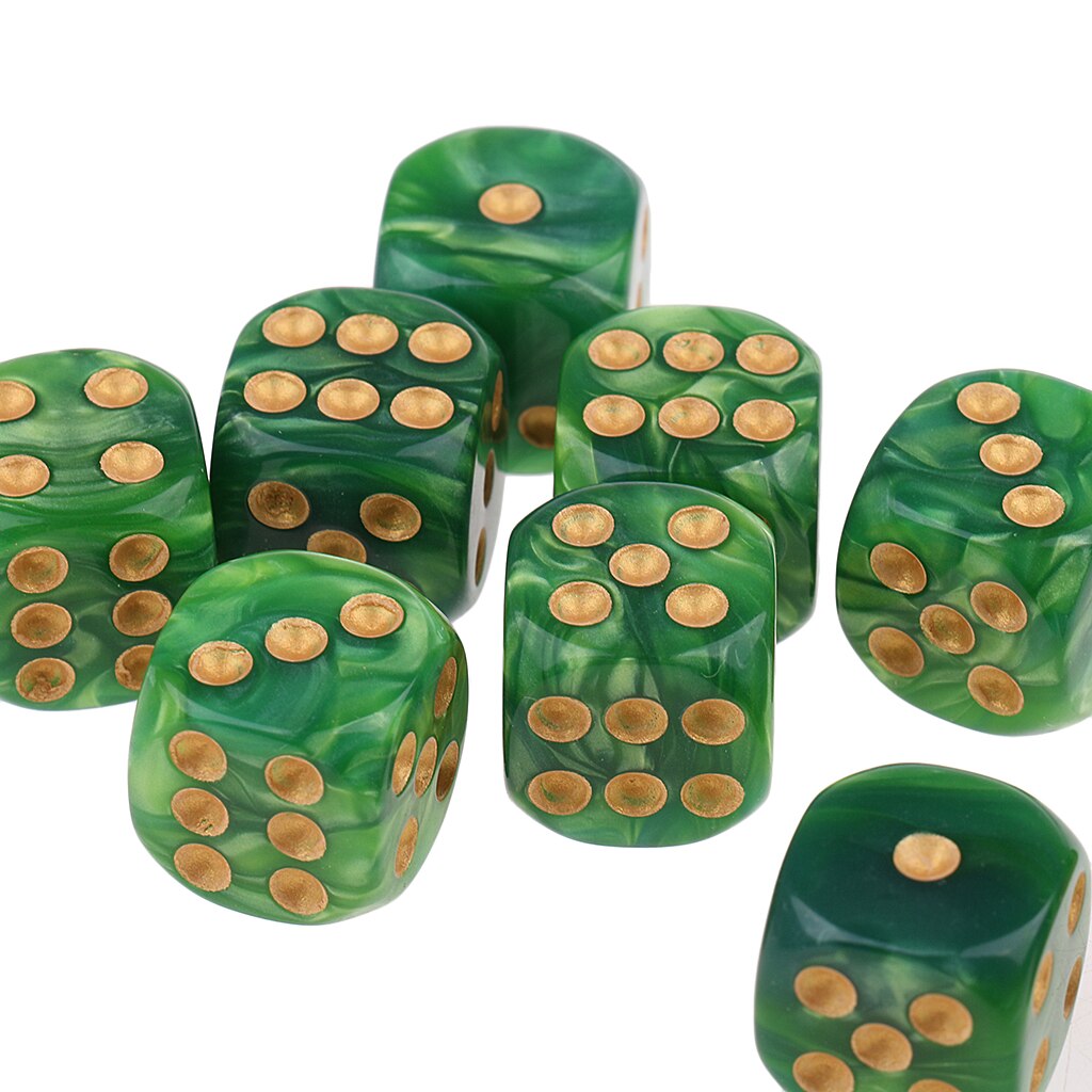 Set Van 10 6 Zijdig Opaque D6 16Mm Standaard Dice Die 2 Gemengde Kleur Dices