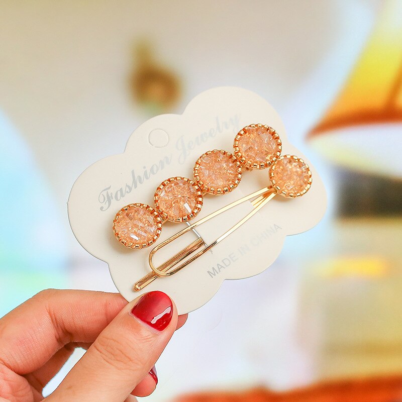 2 Pcs Korea Chic Alloy Metalen Haarspeldjes Parels Haarspelden Geometrische Bloem Barrett Vrouwen Haar Accessoires Goud Kleur Hairgrip: 07