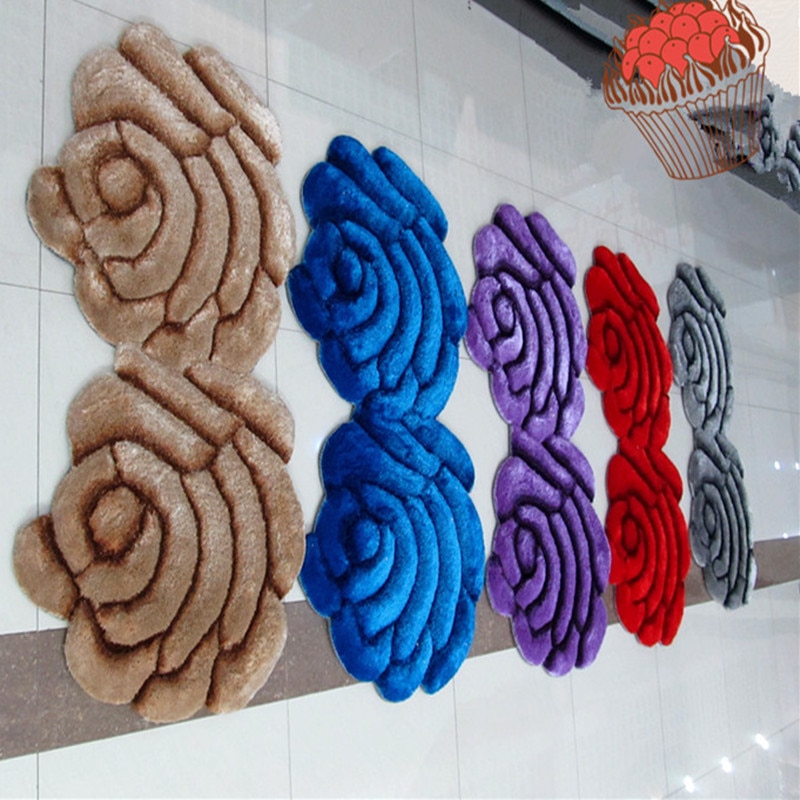 Mode Creatieve Bloem Shaped Rug Europa 3D Dubbele Rose Tapijten Voor Versieren Woonkamer Slaapkamer Delicate Persoonlijke Zachte Mat
