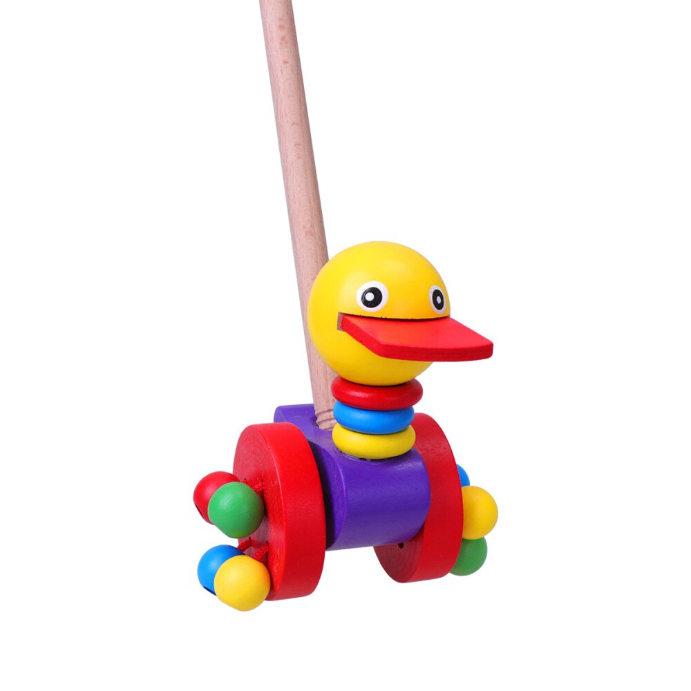 Baby Pushing Cart Toys Cartoon Animal Carts Toy Baby Walker Wooden Carts Toys Push Rod Cart Toys (Frog): Oblate Mouth Duck